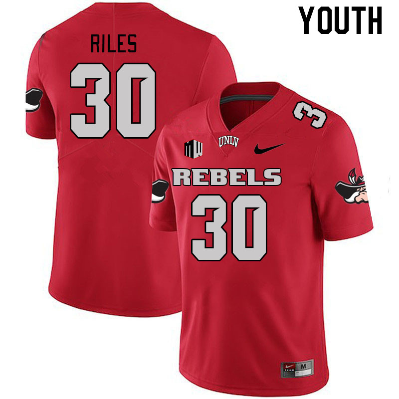 Youth #30 Jordan Riles UNLV Rebels 2023 College Football Jerseys Stitched-Scarlet